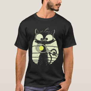Cat Tennis Tennis Player Cat Cute Funny Cat T-Shirt