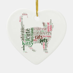 Cat text design ceramic ornament