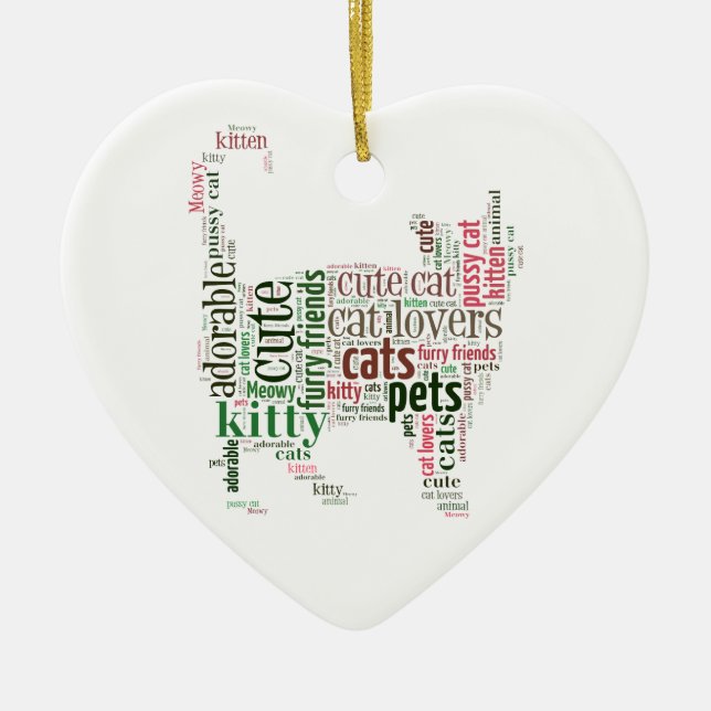 Cat text design ceramic ornament (Front)