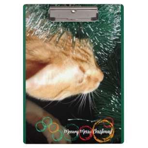 Cat Text Photo , Customize, Green, Christmas,  Clipboard