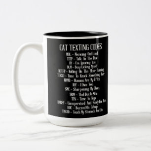 Cat Texting Codes Humour Two-Tone Coffee Mug