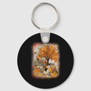 Cat Thanksgiving Pumpkin Autumn Halloween Cats Fal Keychain