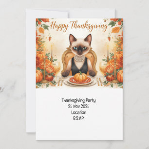 Cat Thanksgiving with Turkey Invitation