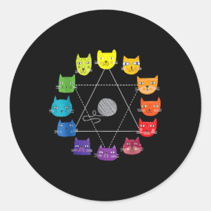 Cat Themed Artist Colour Wheel Educational Art Tea Classic Round Sticker
