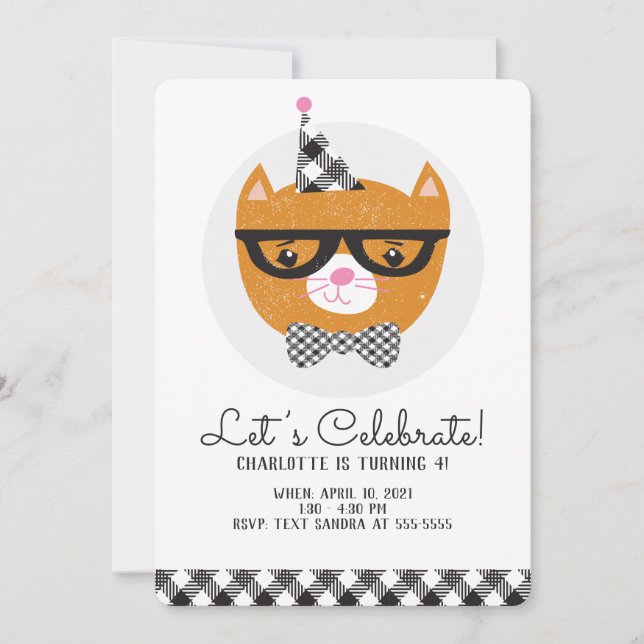 Cat themed birthday invitation (Front)