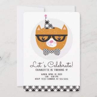 Cat themed birthday invitation