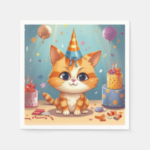Cat themed design ginger cat cute napkin