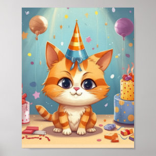 Cat themed design ginger cat cute poster