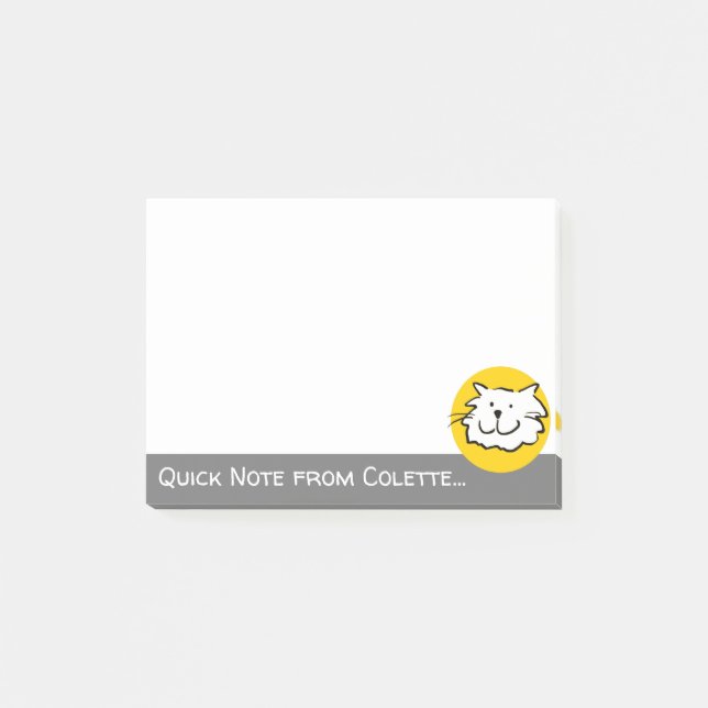 Cat Themed Design with Cartoon Cat Face Post-it Notes (Front)