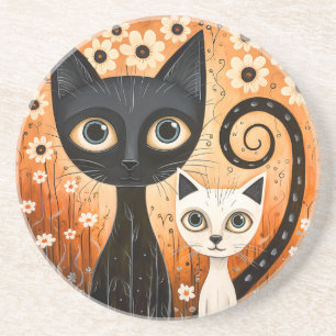 Cat-Themed Sandstone Coaster