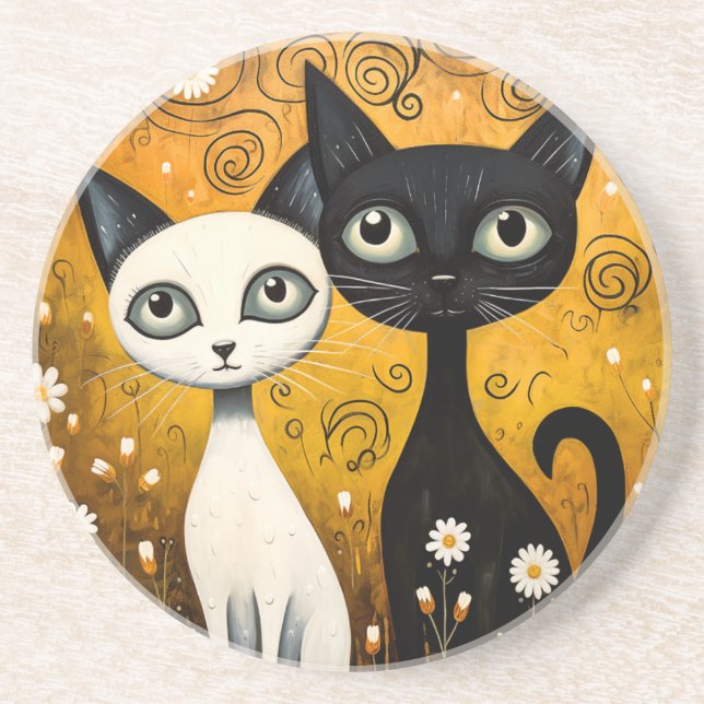 Cat-Themed Sandstone Coaster (Front)