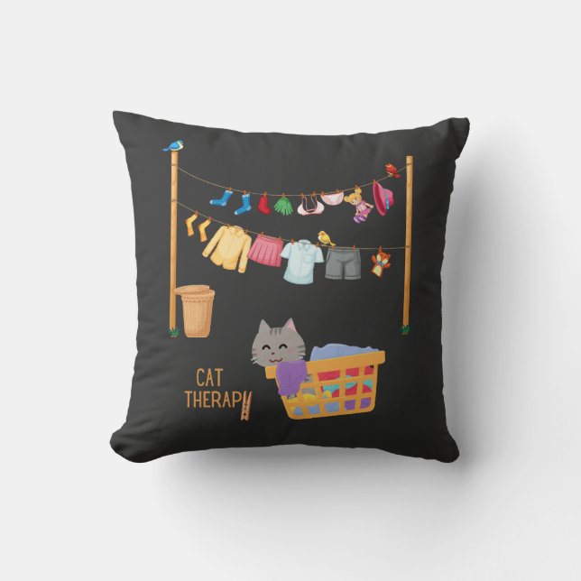 Cat therapy throw pillow (Front)