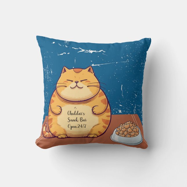 Cat Throw Pillow, 16" x 16" Orange Cat  Pillow (Front)