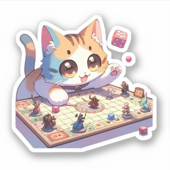 Cat Throwing Dice Tabletop Game (Front)