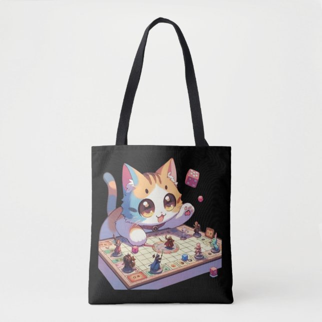 Cat Throwing Dice Tabletop Game Tote Bag (Front)