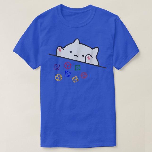 Cat Throwing Dice Tabletop Games Cute Kawaii Anima T-Shirt (Design Front)