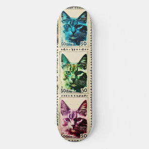 Cat Ticket: Whimsical Skateboard Design"