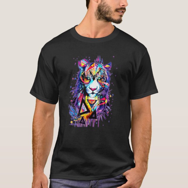 Cat Tiger Shadows Reflection Strong Bold Deep Dime T-Shirt (Front)