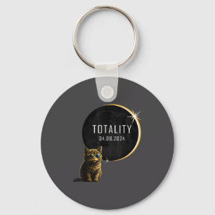 Cat Total Solar Eclipse 2024 Totality Funny Cat Gl Keychain