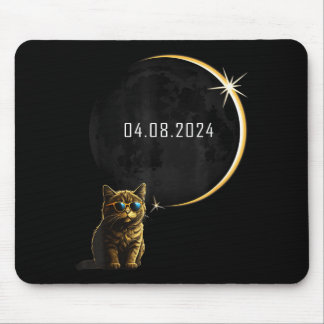 Cat Total Solar Eclipse 2024 Totality Funny Cat Gl Mouse Pad