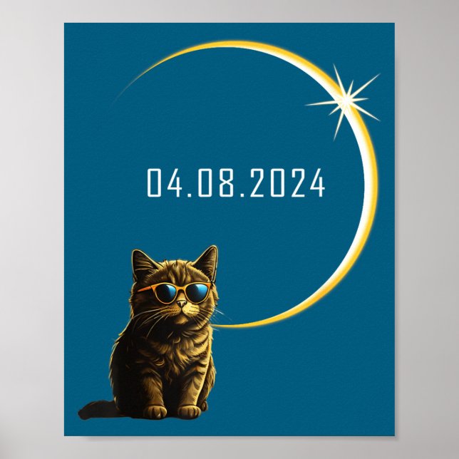 Cat Total Solar Eclipse 2024 Totality Funny Cat Gl Poster (Front)