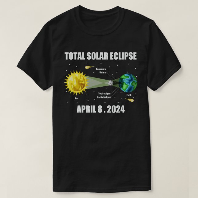 Cat Total Solar Eclipse April 8 2024 Astronomy   T-Shirt (Design Front)