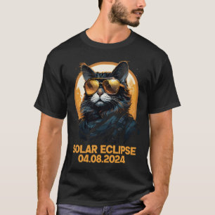 Cat Total Solar Eclipse April 8 2024 Astronomy T-Shirt