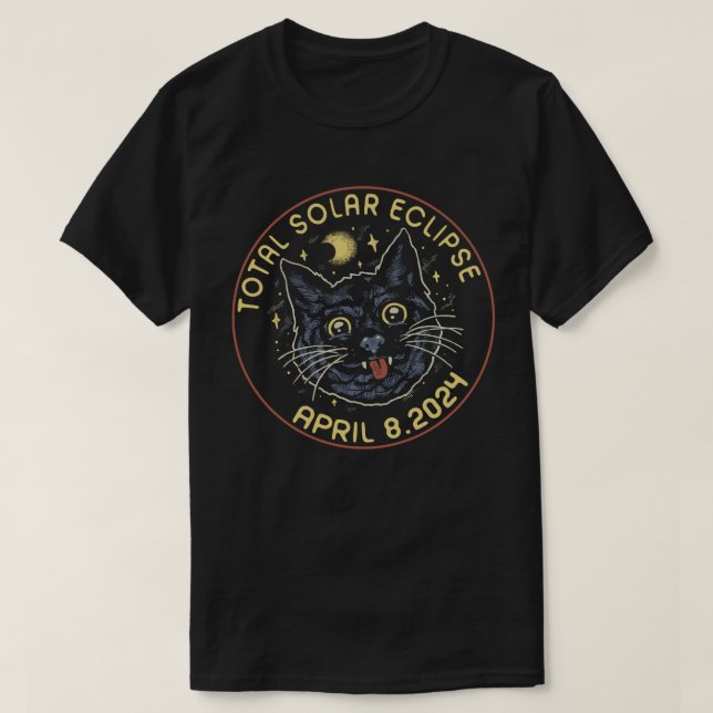 Cat Total Solar Eclipse April 8 2024 Astronomy   T-Shirt (Design Front)