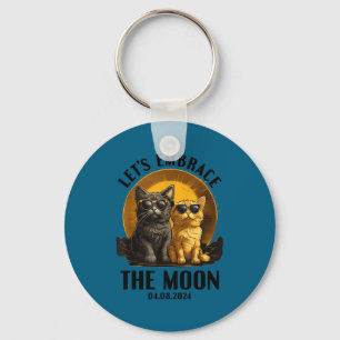 Cat Total Solar Eclipse Embrace Keychain