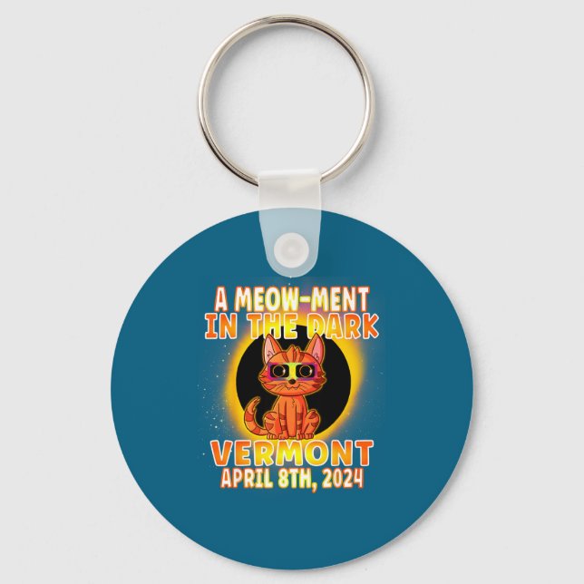 Cat Total Solar Eclipse Pun Keychain (Front)