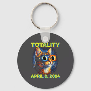 Cat Totality Solar Eclipse 2024 Funny Sungles Keychain