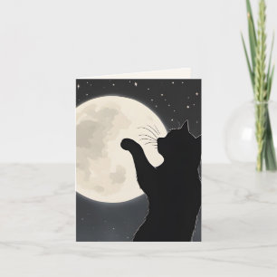 Cat Touching the Moon Note Card