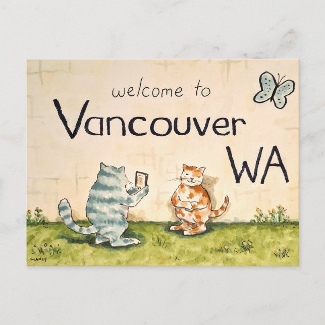 Cat Tourists in Vancouver WA Postcard (Front)