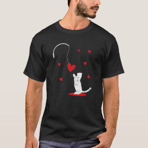 Cat Toy Love V Day Cats Kitten Red Heart Fishing T-Shirt