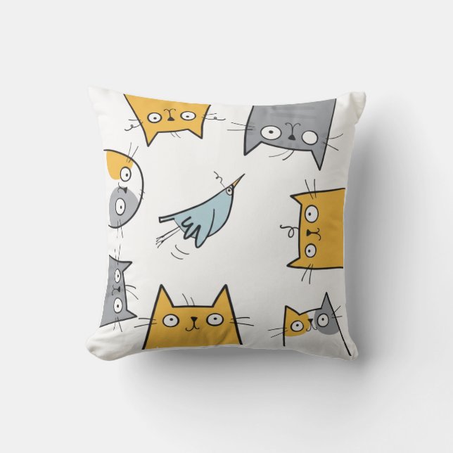 Cat Trap Funny Cute Chaos Cat Art Throw Pillow (Front)