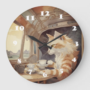 Cat Traveller  Large Clock