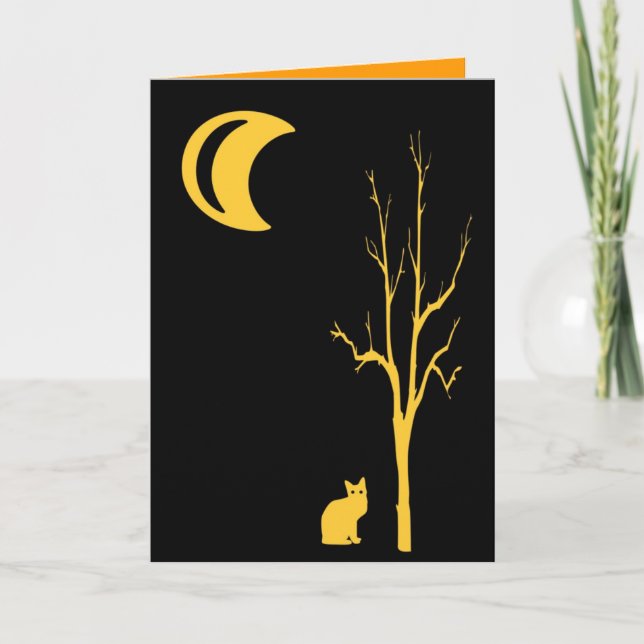 Cat,Tree & Moon Halloween Card (Front)