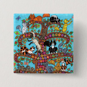 Cat Tree of Life 2 Inch Square Button