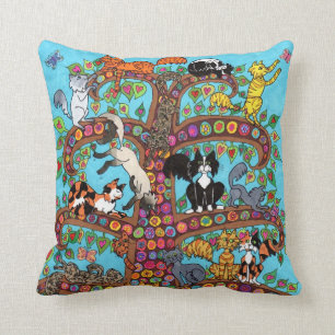 Cat Tree of Life 2 Throw Pillow