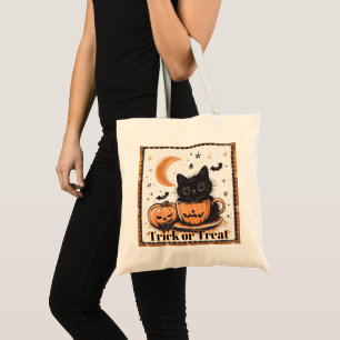 Cat Trick or Treat Halloween Candy Tote Bag