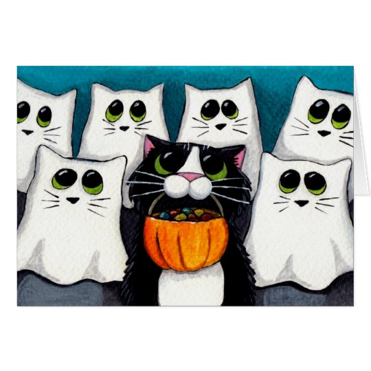 Cat Trick or Treat Halloween Card