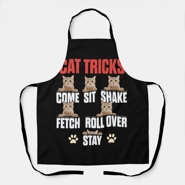 Cat Tricks Cat Training Come Sit Shake Fetch Roll  Apron (Front)