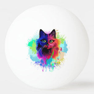 Cat Trippy Psychedelic Pop Art Ping Pong Ball