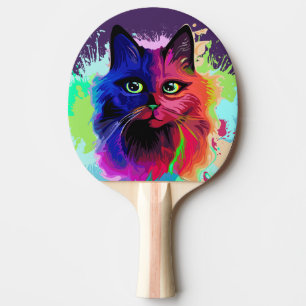 Cat Trippy Psychedelic Pop Art Ping Pong Paddle