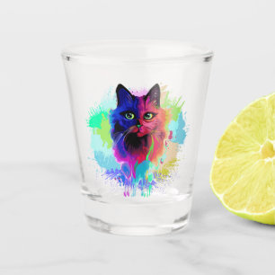Cat Trippy Psychedelic Pop Art Shot Glass