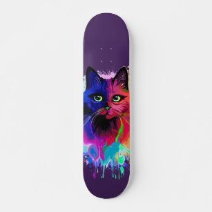 Cat Trippy Psychedelic Pop Art  Skateboard
