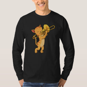 Cat Trombone Music Men Cat Jazz Music Marching Ban T-Shirt