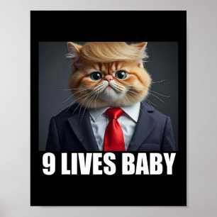 Cat Trump 9 Lives Ba2 Funny Trump Meme  Poster