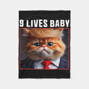 Cat Trump 9 Lives Ba Funny Trump Meme Fleece Blanket