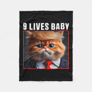 Cat Trump 9 Lives Baby _1 Fleece Blanket